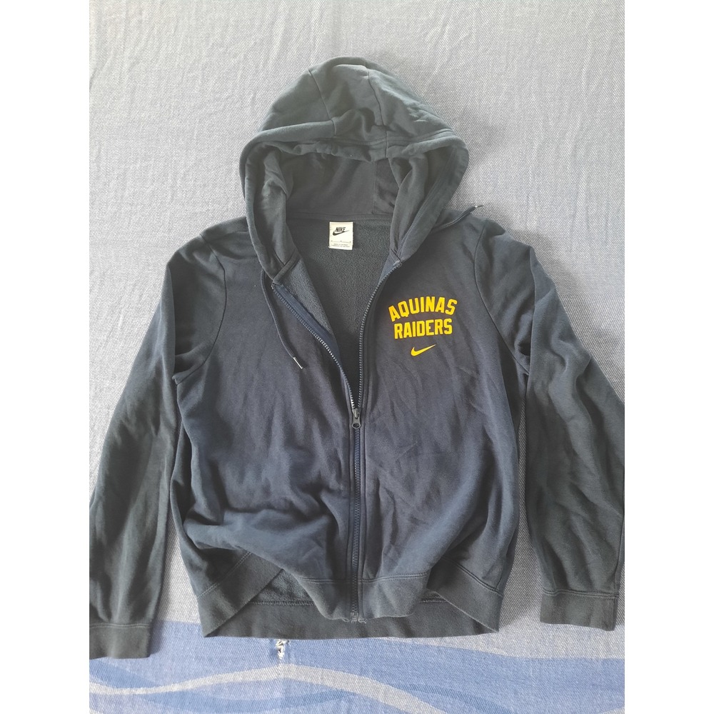 Nike Mens Aquinas Raiders Full Zip Hoodie Navy Blue Medium CA05553 Drawstring